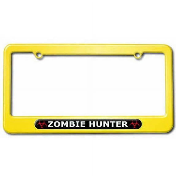 ZOMBIE HUNTER, Biohazard License Plate Tag Frame, Multiple Colors