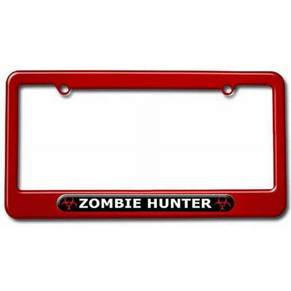 ZOMBIE HUNTER, Biohazard License Plate Tag Frame, Multiple Colors