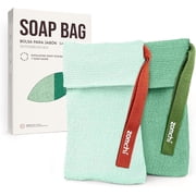ZOMCHI 2 Pieces Bar Soap Saver Bags with Different Roughness, Exfoliating Soap Bags for Body Wash, Foaming Soap Holder for Shower Green