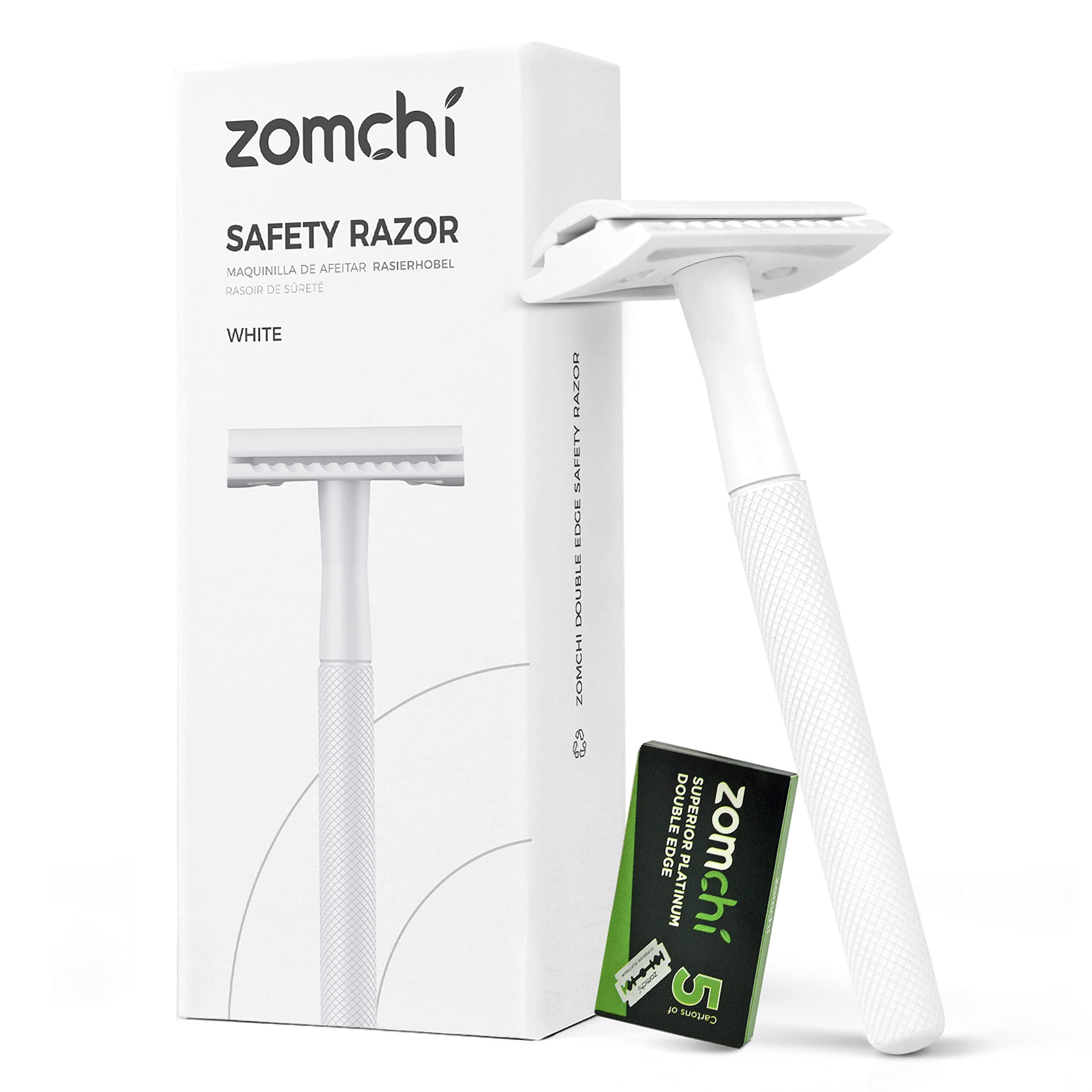 ZOMCHI Double Edge Safety Razor for Men & Women, Metal Razor with 5