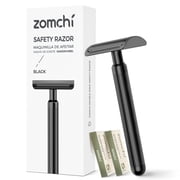 ZOMCHI Double Edge Safety Razor for Men & Women, Reusable Metal Razor with 10 Razor Blades, Single Blade Wet Shaving Razor- Matte Black