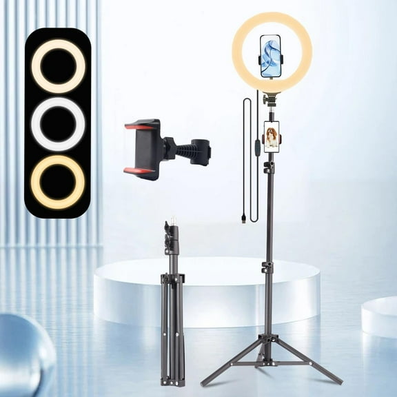 ZOMEI 10" Professional Circle Light with Adjustable Tripod Stand & Phone Holder, Essential for Makeup Artists, YouTube Videos, Computer Work, Vlogging, TikTok Live, Smartphone Photography, etc