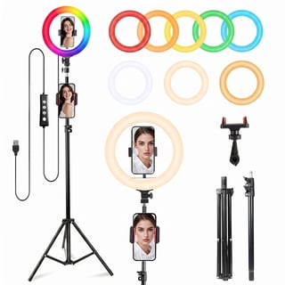 ZOMEI 10" RGB Ring Light with 63" Stand, Dimmable, for Live Streaming, Makeup, YouTube, Photography