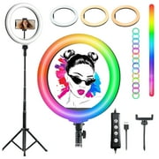 ZOMEI 10" RGB Ring Light with Tripod & Phone Holder, 10 Modes 3000K-6000K for Live/YouTube/Selfie