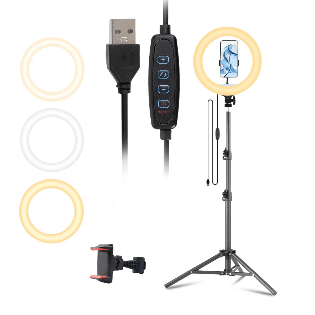 ZOMEI 10" Ring Light with 63" Adjustable Tripod & Phone Holder - Professional LED Lighting for YouTube, Streaming, Makeup, Selfies - Compatible with iPhone & Android Smartphones