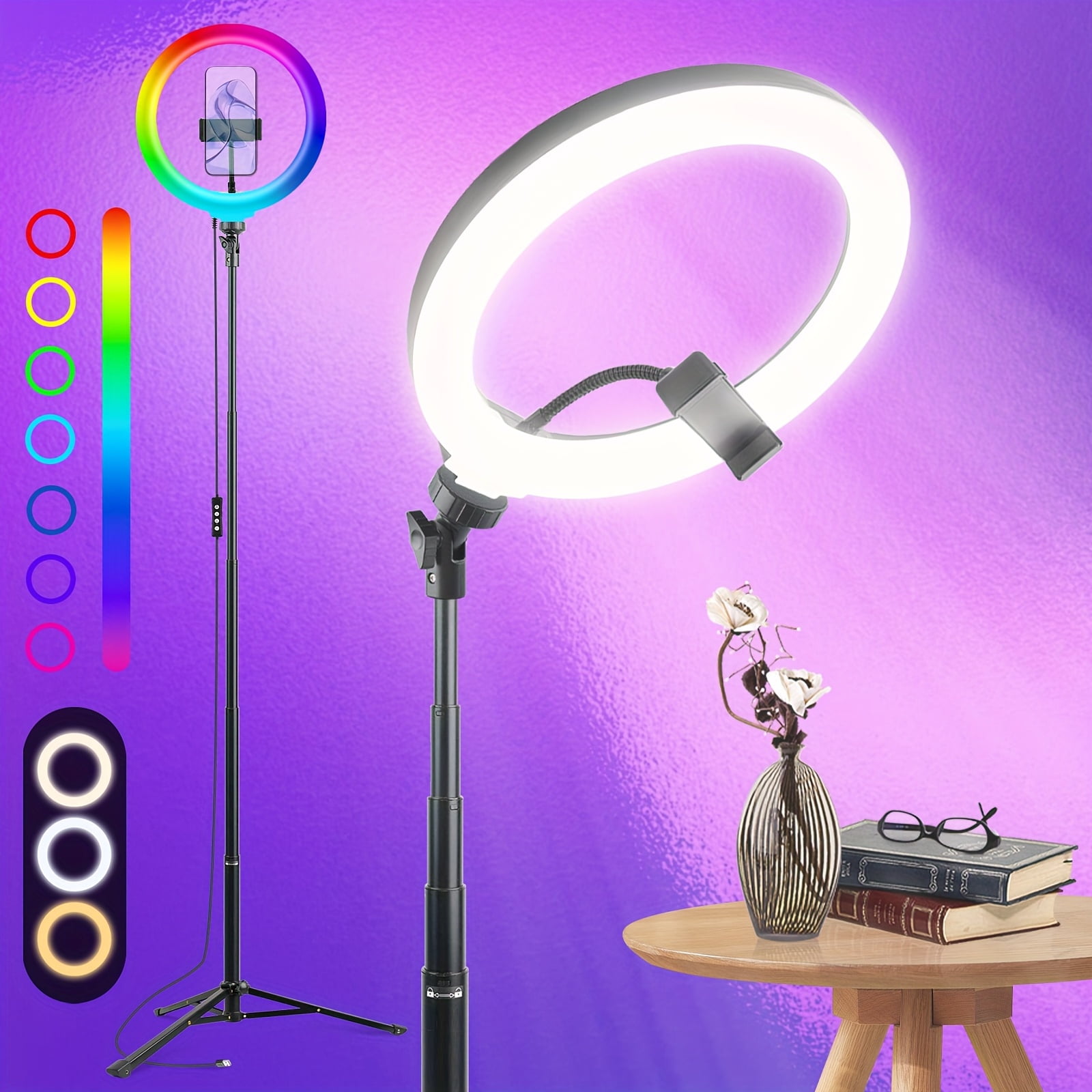 ZOMEI 10" Ring Light with Tall Tripod Stand & Phone Holder for YouTube Video, Dimmable Led Ring Light  for Camera, Video, Makeup, Selfie Photography(1PCS)