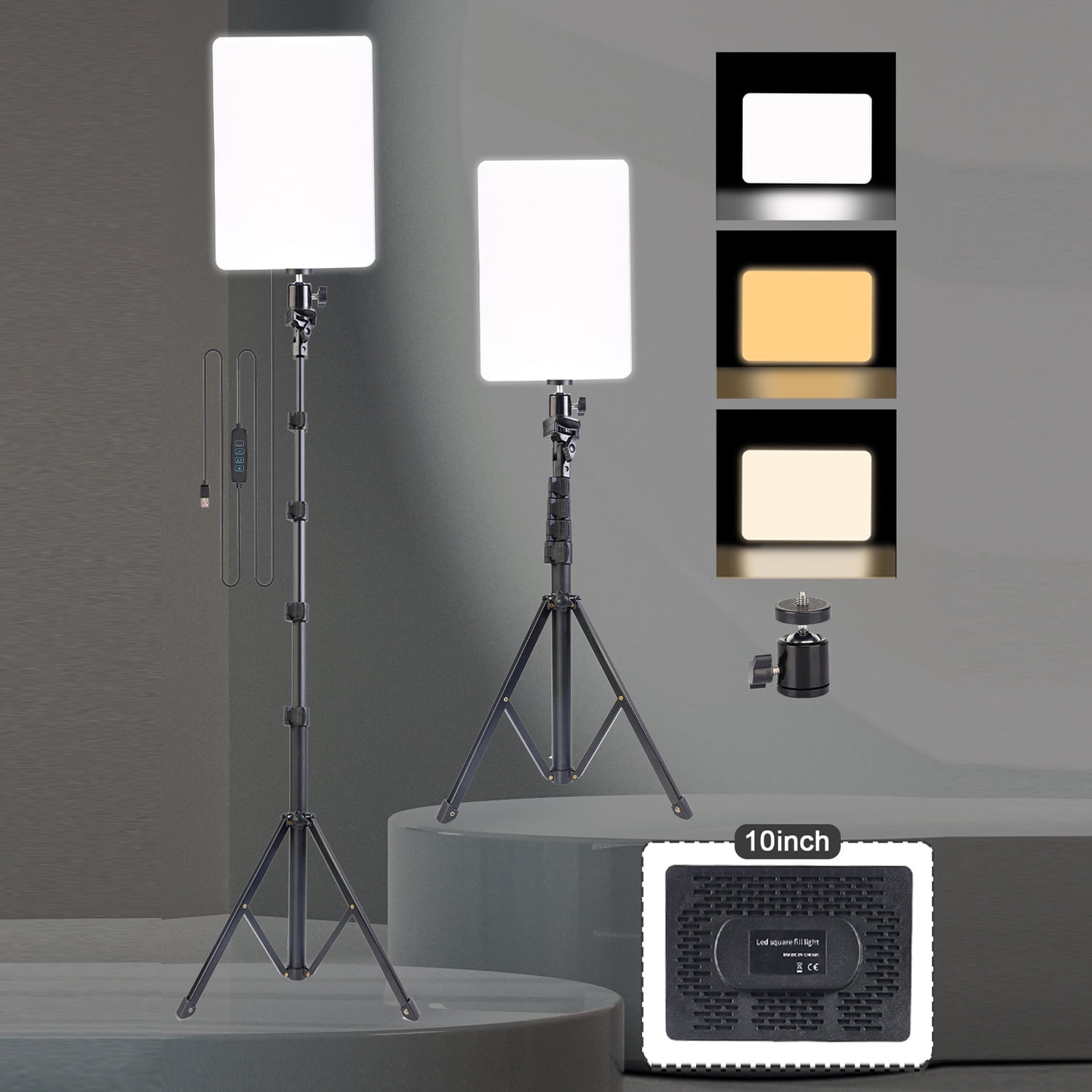 ZOMEI 10-inch LED Video Light Kit, Dimmable Tri-Color Fill Light for Photography, Live Streaming, and Meetings