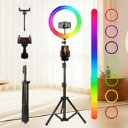 ZOMEI 12" Ring Light with 43.3" Phone Stand, Stable Adjustable Tripod, with Clip, RGB Color Changing for Live Streaming, Selfie, Makeup, Video Recording