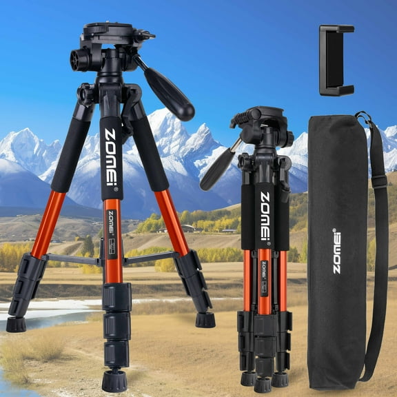 ZOMEI 55 "camera tripod with travel bag, professional aluminum portable tripod stand with phone tripod stand and 1/4" screw for phone/camera/projector/DSLR/DSLR camera