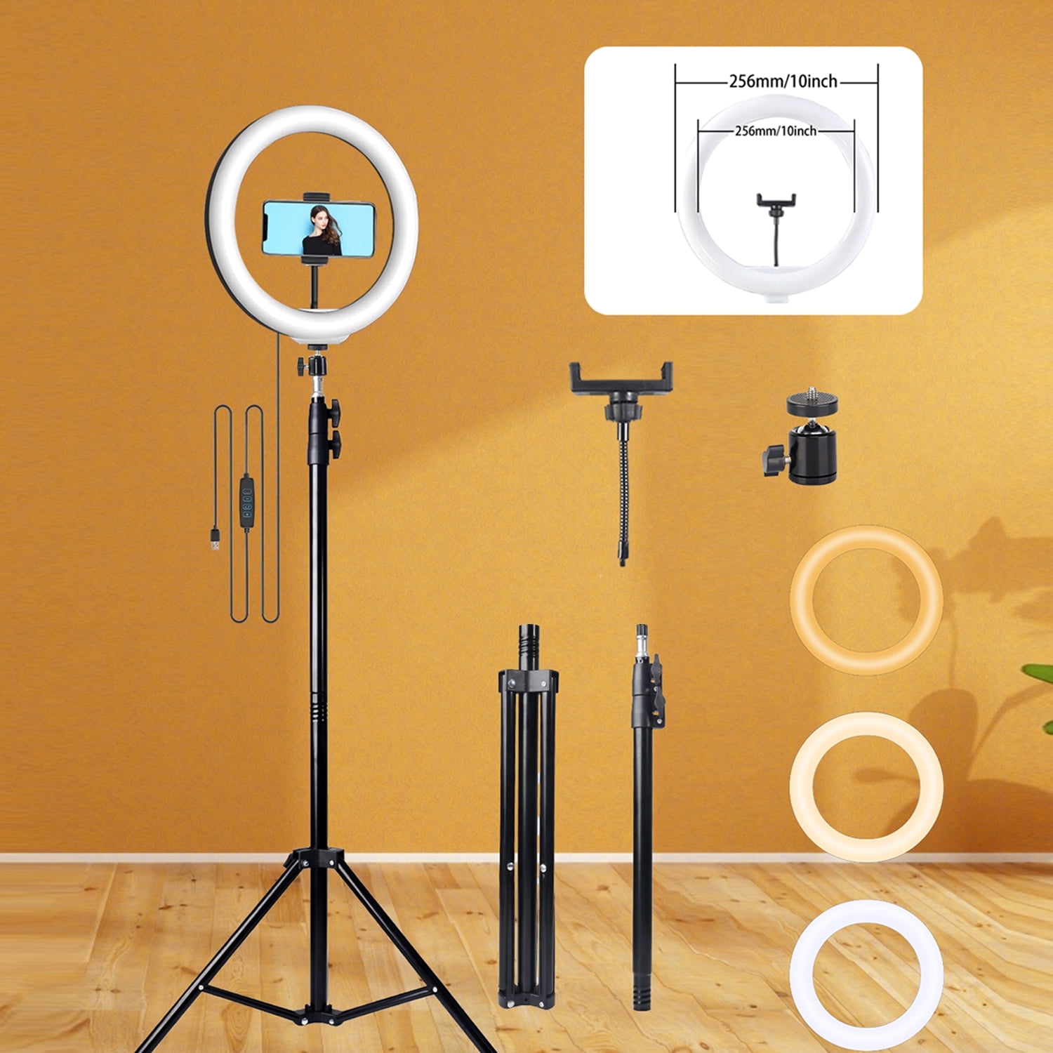 ZOMEI 63" LED Ring Light with Stand & Phone Holder, USB Studio Light for Photography/Video/Live Streaming, Portable Fill Light