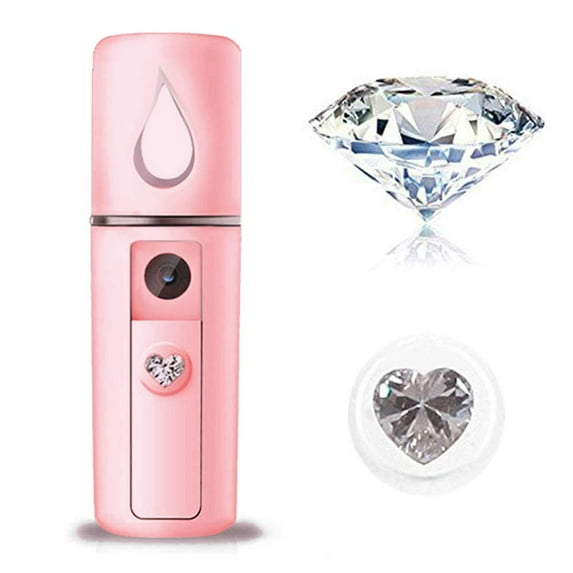 ZOMFOM Nano Facial Steamer Mist Spray Eyelash Extensions Cleaning Pores Water SPA Moisturizing Hydrating Face Sprayer USB Rechargeable Mini Beauty Device - Summer gives you cool (Pink)
