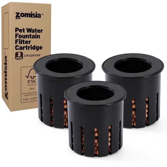 ZOMISIA Dog Water Bowl Dispenser Filters 3 Pack, Maifan Stone Filter Replacement for ZOMISIA 6L 8L 11L Dog Water Dispenser, Black