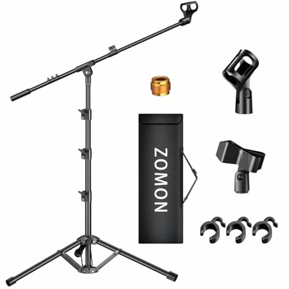 Open Box ZOMON MICROPHONE STAND TRIPOD BOOM ARM FLOOR MIC STAND M-2 - BLACK