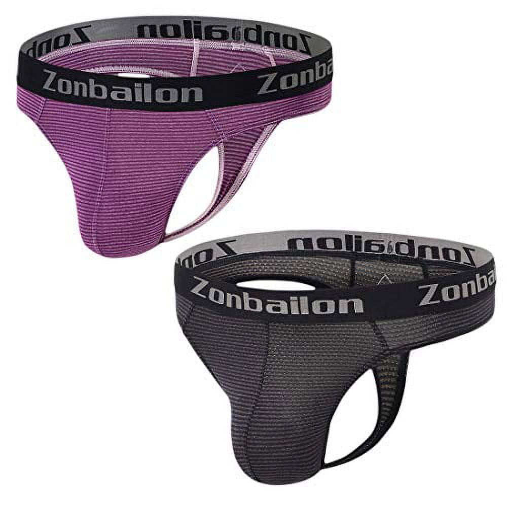ZONBAILON Men's Thong Underwear Low Rise Tagless Mesh T Back G String 