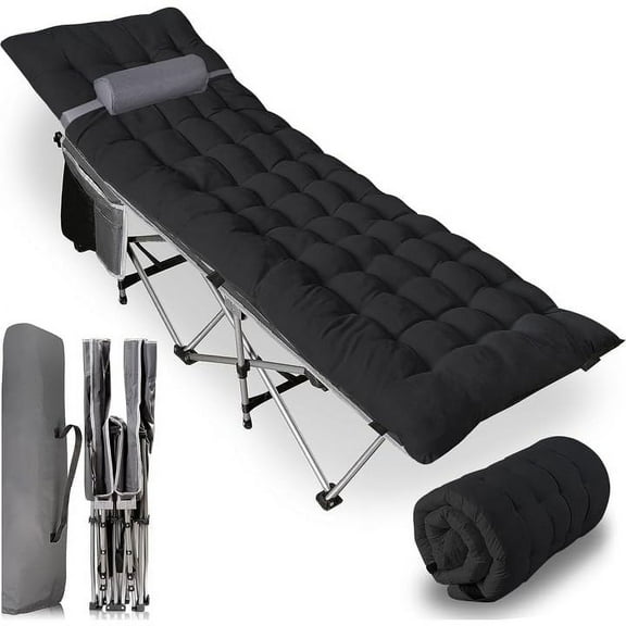 ZONETECH cot (Foldable Cot with Black Mattress, 1-Pack)