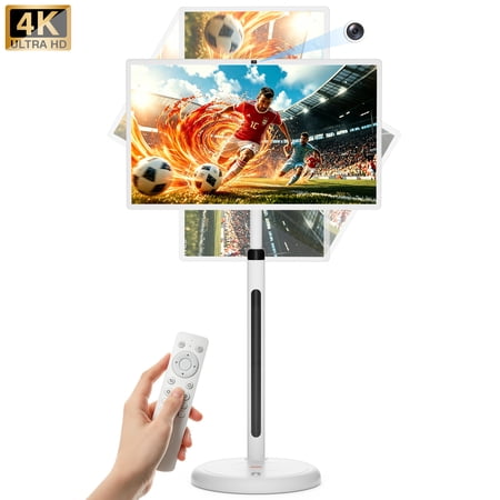 ZONNBOS 32" 4K UHD Portable Smart Tablet TV on Wheels with Touch Screen, Built-in Camera & Speaker,Android 13 OS, 8G + 128GB,(5-8-Hour) Battery,Full Swivel Rotation,Voice Remote Contl