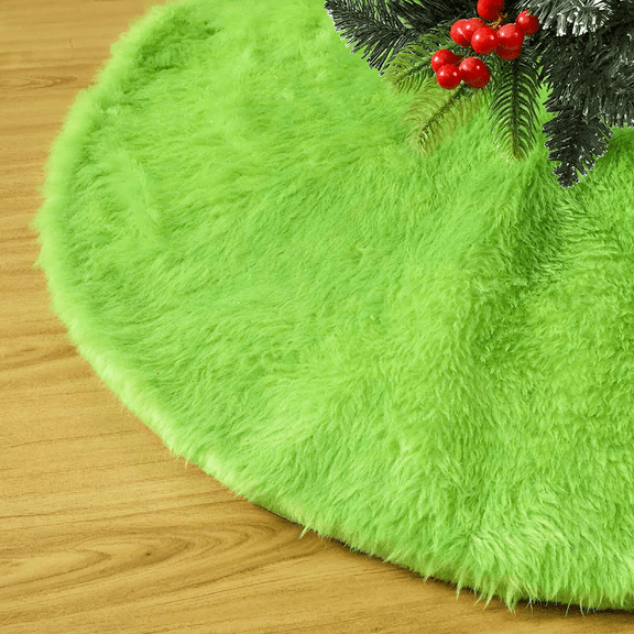 ZONSGIN Fluffy Christmas Tree Skirt - 36 Inch Round Faux Fur Tree Collar for 5-7 ft Trees, Soft Holiday Decor with Non-Slip Base