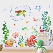 ZONSGIN Under the Sea Wall Decals Ocean Fish Seaweed Sea Turtle Octopuses Wall Stickers for Kids Toddlers Bedroom Living Room Baby Nursery Wall Decor