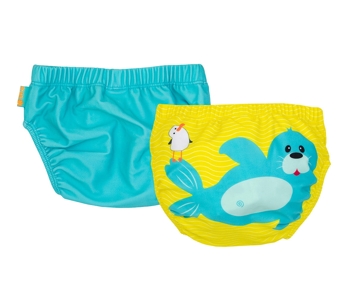 ZOOCCHINI Baby/Toddler Reuseable Swim Diaper Set (2 Pcs) - Sydney the Seal