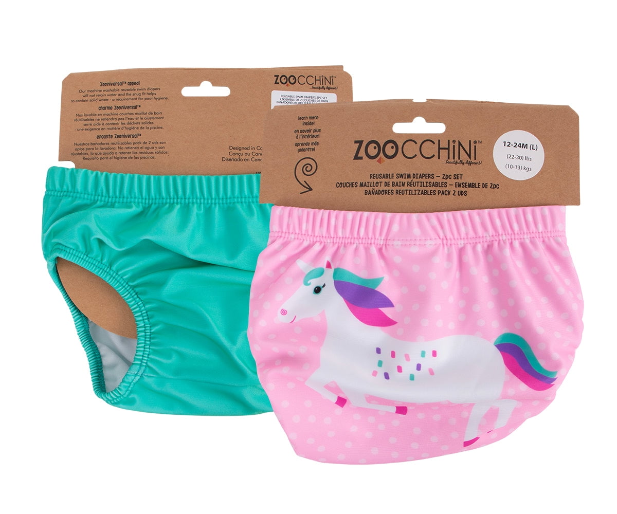 ZOOCCHINI Baby/Toddler Reuseable Swim Diaper Set (2 Pcs) - Una the Unicorn