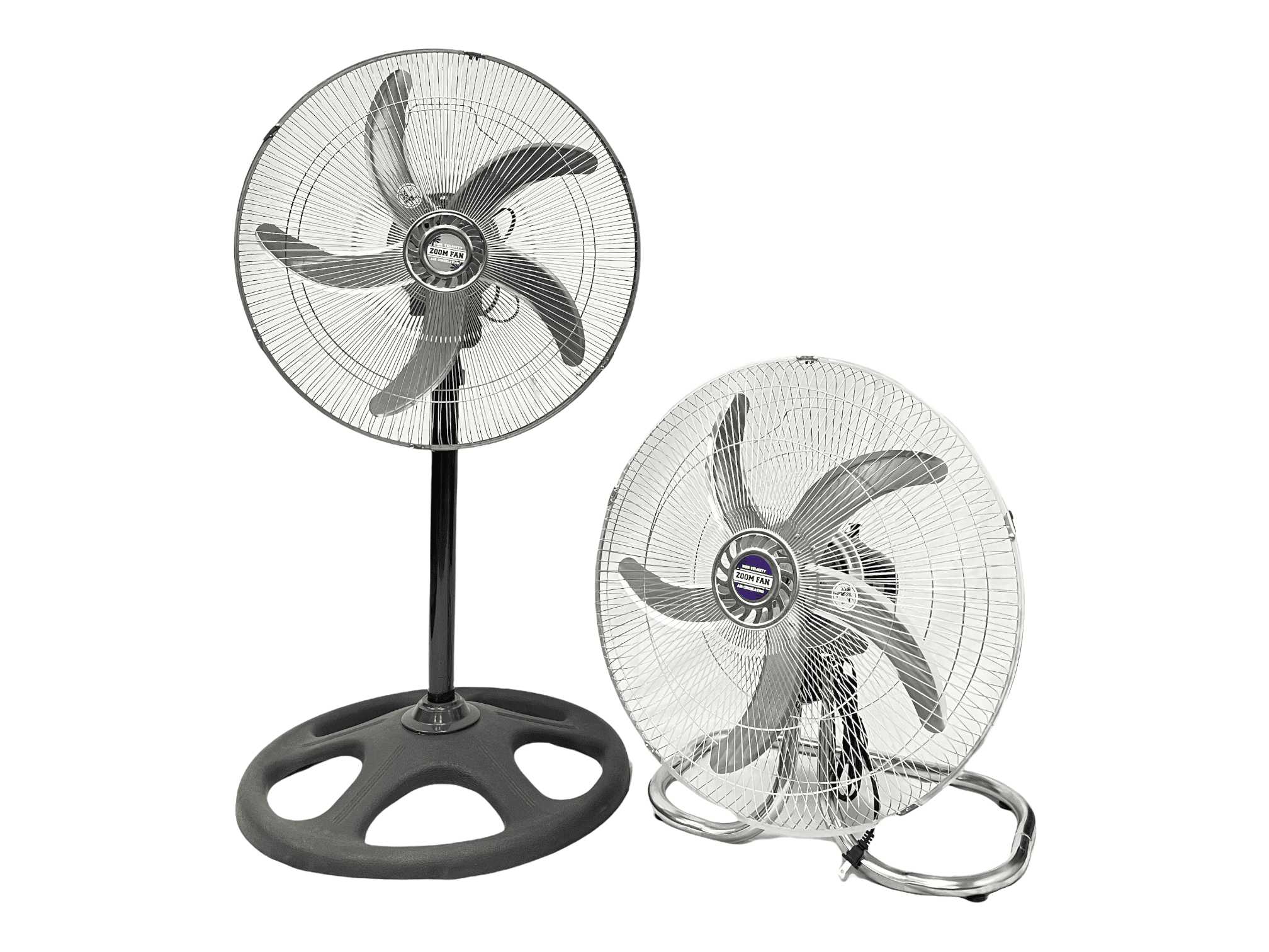 ZOOM 2 PACK 18 Inch 2 in 1 Modern Industrial Floor And Stand Fans 3 Speeds Metal Blades Oscillation