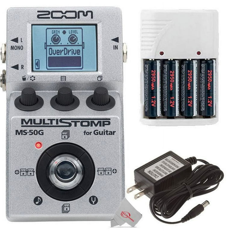 ZOOM MS-50G MultiStomp Guitar Pedal + Zoom AD-16A/D AC Adapter + Battery  and Charger