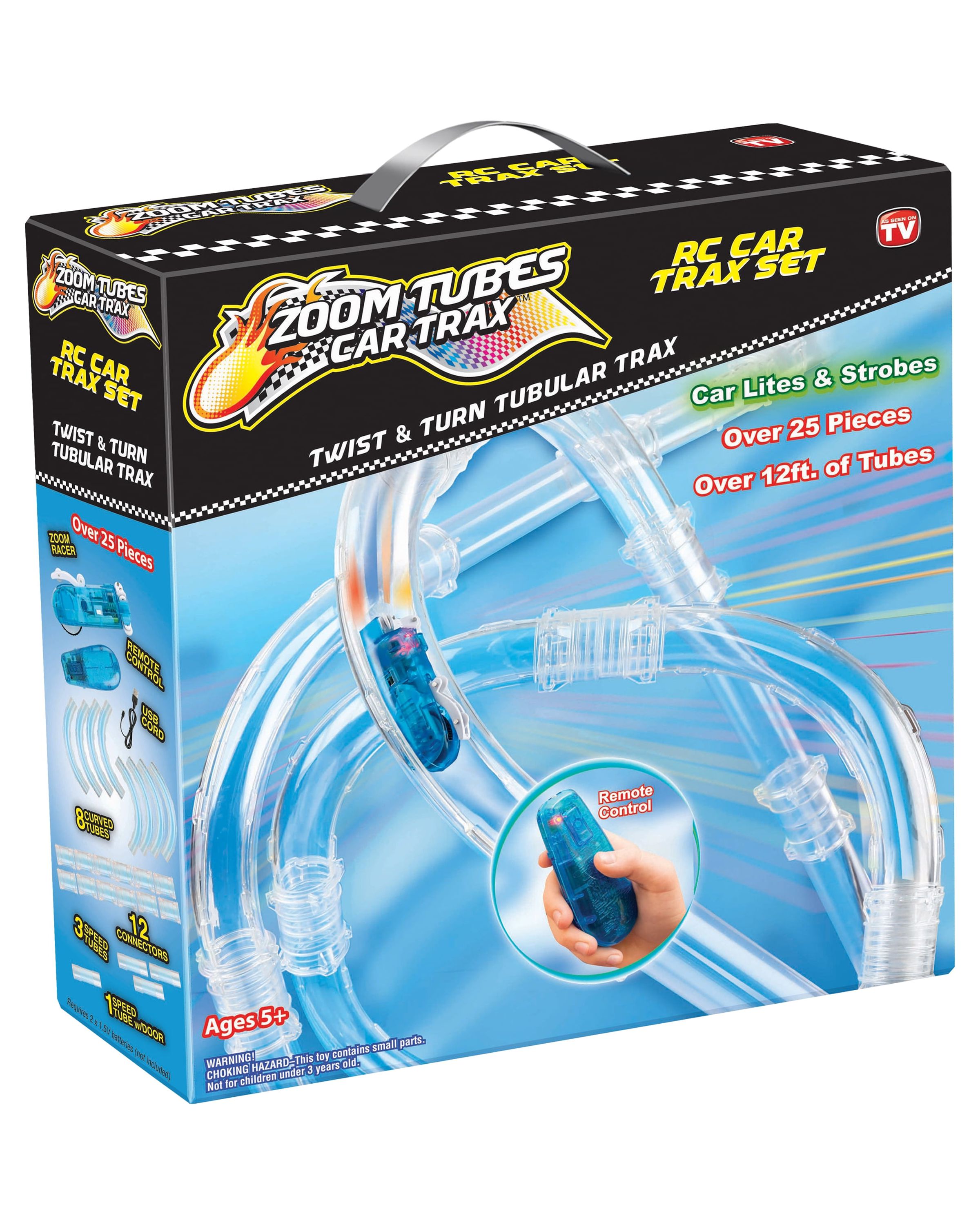 ZOOM TUBES CAR TRAX, 25-Pc RC Car Trax Set with 1 Blue Racer and Over 12ft of Tubes (As Seen on TV) - image 1 of 5