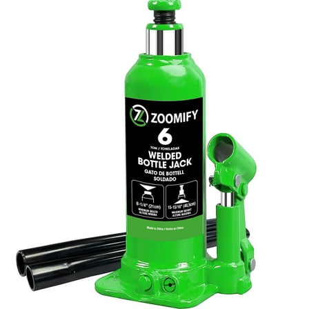 ZOOMIFY 6 Ton Bottle Jack Hydraulic Car Jack, Fit for Auto Truck Repair and House Lift, Green