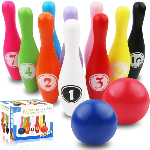 ZOOMPIL Bowling Set for Kids, Bowling Set, 10 Pins and 2 Balls, Outdoor and Indoor Bowling Games for Kids, Educational Toy for Kids Aged 3 and Up, Indoor and Outdoor Play