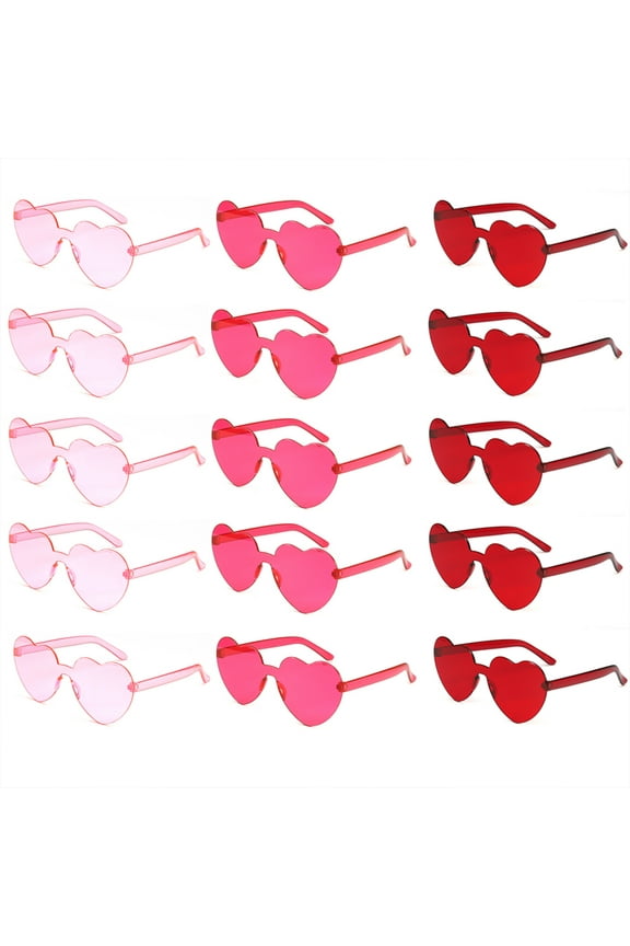 Heart Rimless Sunglasses, Heart Shaped Party Glasses, 12 Pack Transparent Heart Sunglasses, Vintage Heart Glasses for Girls Women Beach Party Cosplay