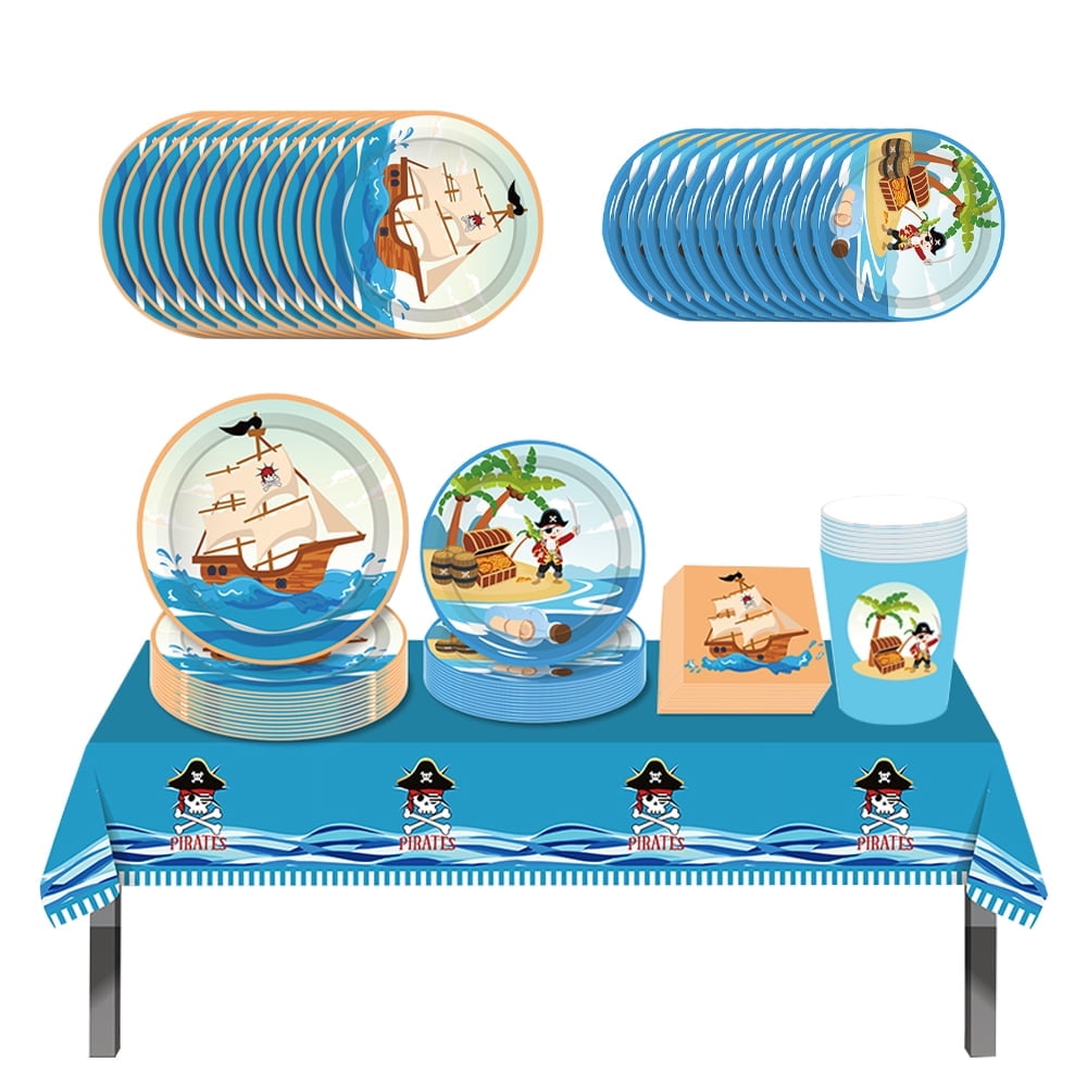 Amscan Pirates Map Paper Cups - Pack Of 8, 250 Ml, Disposable Pirate Ship Design For Parties & Events