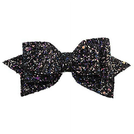ZOONAI 5 Inch Baby Girl Glitter Hair Bows Boutique Hair Clip Teens Toddlers Glitter Sequins Hairpin Headwear