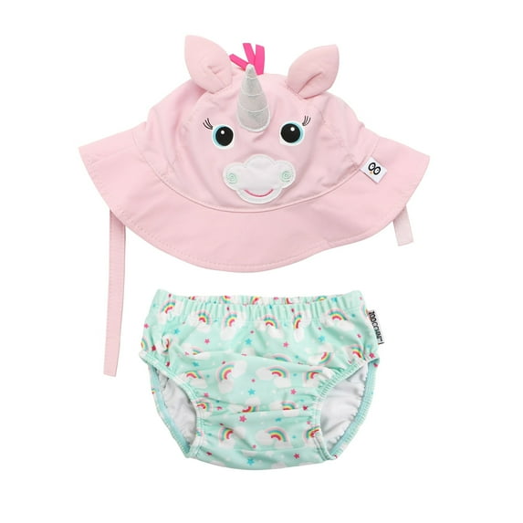 ZOOOCHINI Baby Swim Diaper & Sun Hat Set - Allie the Alicorn
