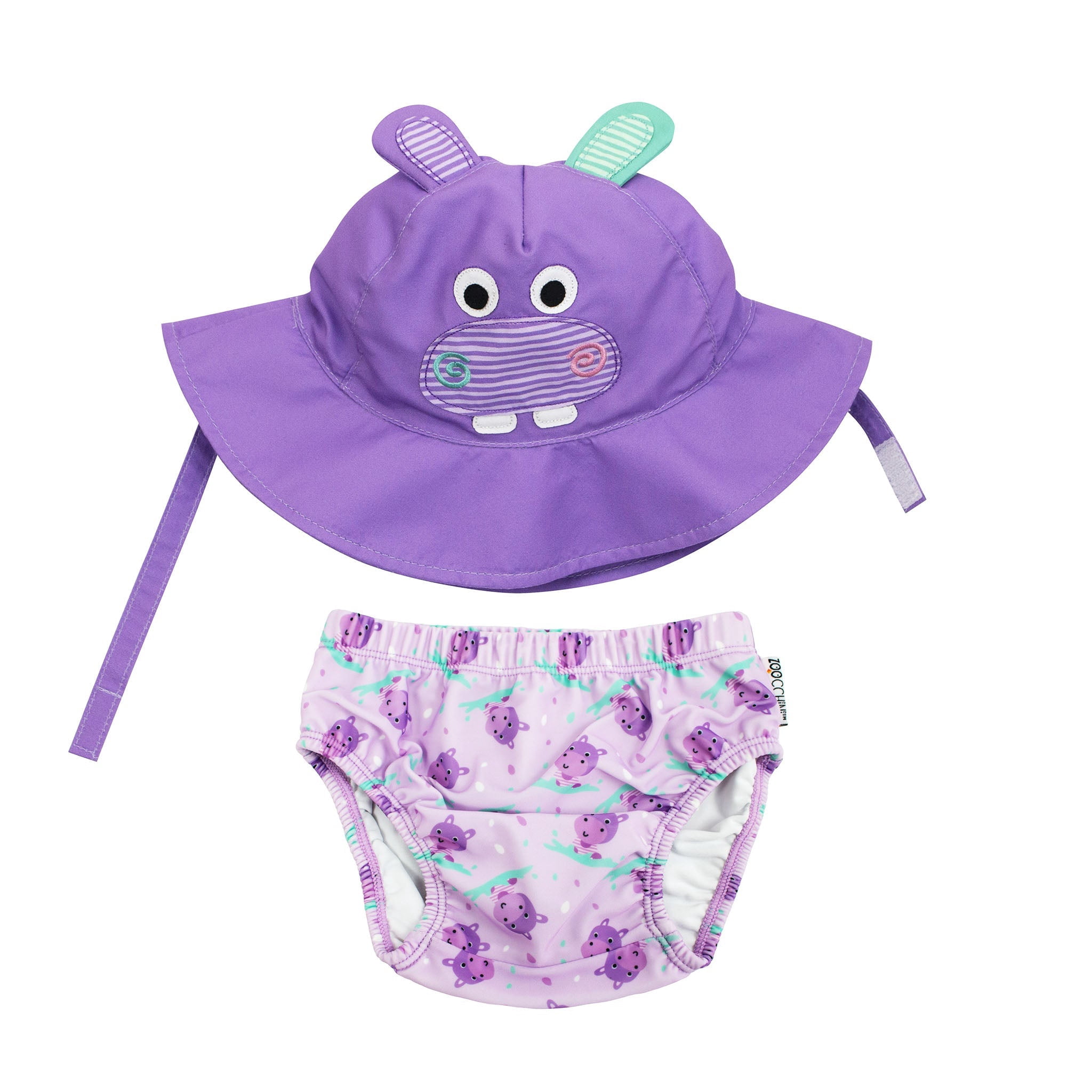 ZOOOCHINI Baby Swim Diaper & Sun Hat Set - Harper the Hippo