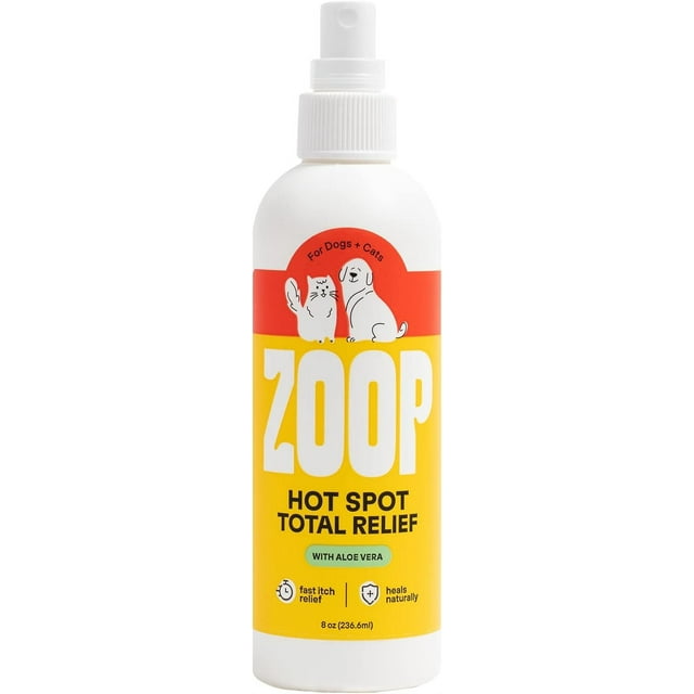 ZOOP Hot Spot Total Relief Natural Cat & Dog Anti Itch Spray with Aloe Vera, 8 fl Oz