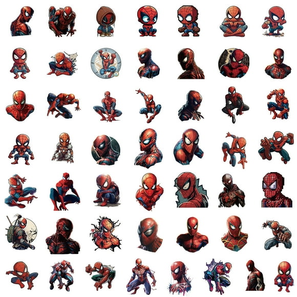 ZOOUSQII 200 PCS Cute Cartoon Spider-Man Stickers, Waterproof Vinyl Decal for Girl Teen Kids Laptop, Travel Case, Phone, Bike, Water Bottle, Guitar, Computer Party Supplies ST219-399