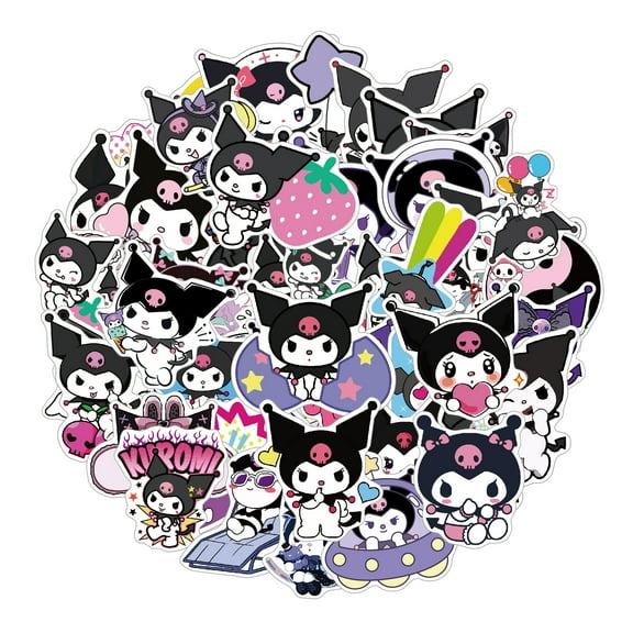 ZOOUSQII 50Pcs Cute Kuromi Cartoon Stickers, Waterproof Vinyl Decal for Girl Teen Kids Laptop, Travel Case, Phone, Bike, Water Bottle, Guitar, Computer Party Supplies ST219-208