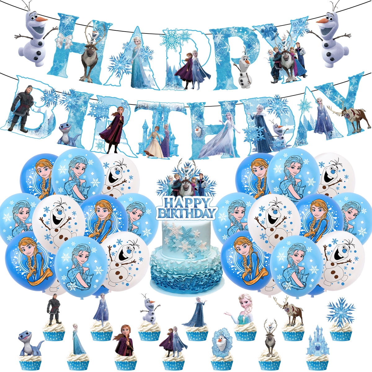 BAIZOHAI Birthday Decorations, Frozen Party Supplis include Banner ...