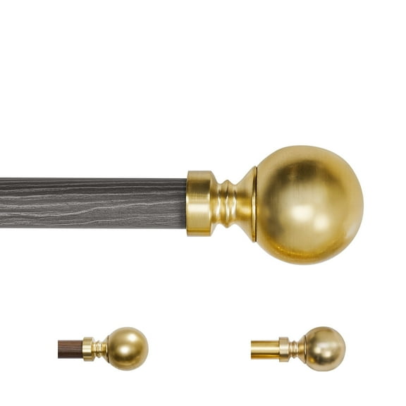 ZOPZO Gold Curtain Rods with Ball Finials, Gray, 30-48 Inch, Heavy Duty Metal Curtain Rods with Brackets, Stylish and Easy to Install