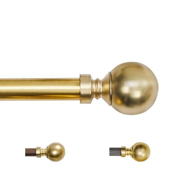 ZOPZO Gold Curtain Rod with Ball Finials, Gold, 48-84 Inch, Heavy Duty Metal Curtain Rod with Brackets, Stylish and Easy to Install