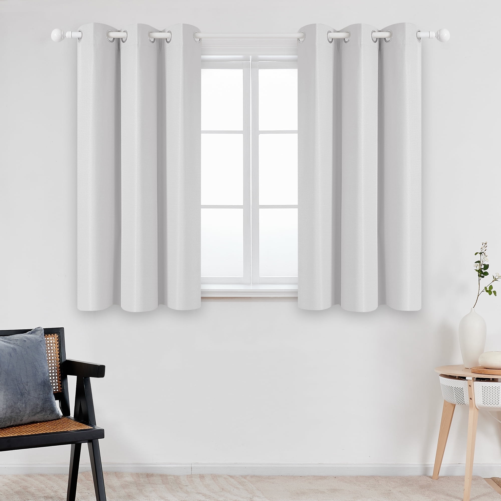ZOPZO 42W×63L inch Thermal Insulated 100% Blackout Curtains for Bedroom Living Room White 2 Panels