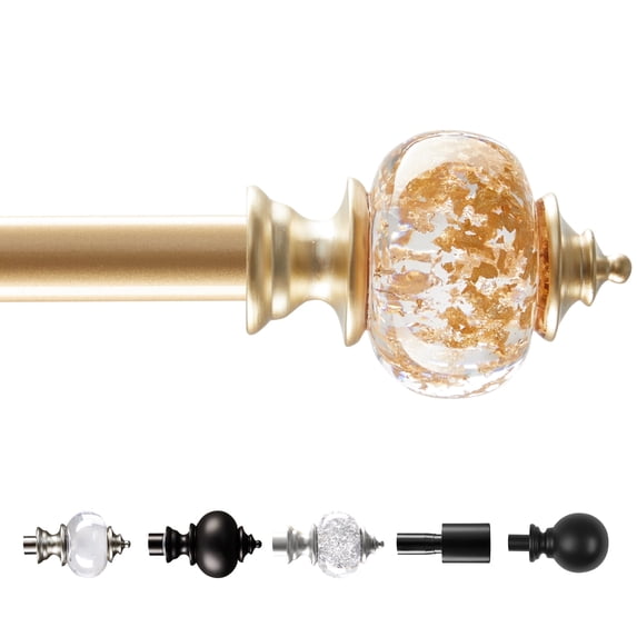 ZOPZO Decorative Adjustable Curtain Rod for Dining Room, Living Room and Bedroom, Crystal Finish, 48-84 Inch, Champagne Gold