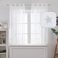 thumbnail image 1 of ZOPZO Embroidered Sheer Curtains Faux Linen, Rod Pocket, White, 52W x 63L Inch, Window Panels for Bedroom and Living Room, 2 Panels, 1 of 9