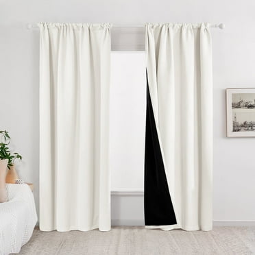 ZOPZO 52Wx63L Thermal Insulated 100% Blackout Curtains Window Drapes for Bedroom, Living Room, Cream, 2 Panels