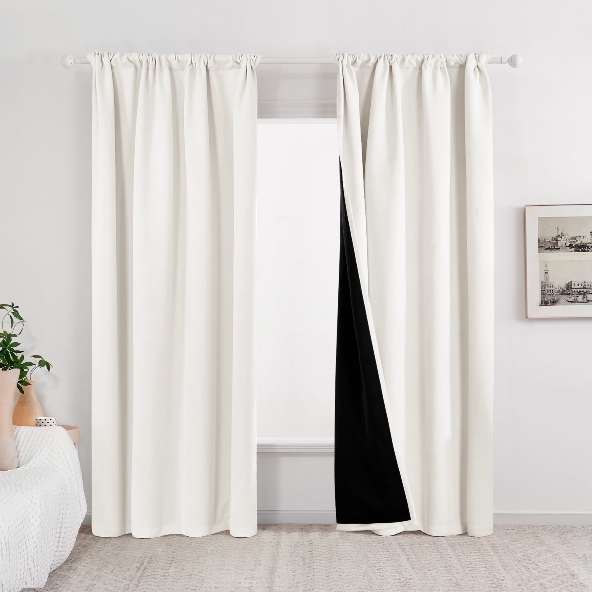 ZOPZO 100% Blackout Curtains, 52W x 84L Inch, Thermal Insulated, Cream ...