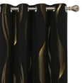 thumbnail image 1 of ZOPZO Blackout Curtains, Thermal Insulated, Black, 52W x 84L Inch, Room Darkening Drapes with Golden Wave Print for Bedroom Living Room, 1 of 6