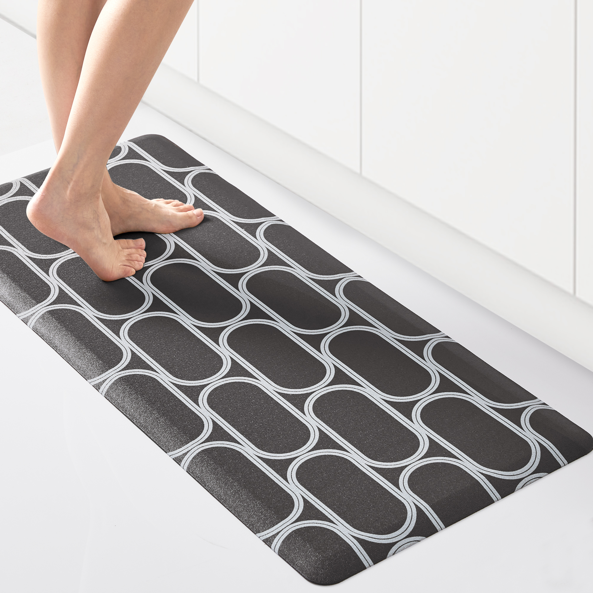 ZOPZO Anti Fatigue Printed Kitchen Mat, 17W x 40L inch, Gray, Oil-Proof ...