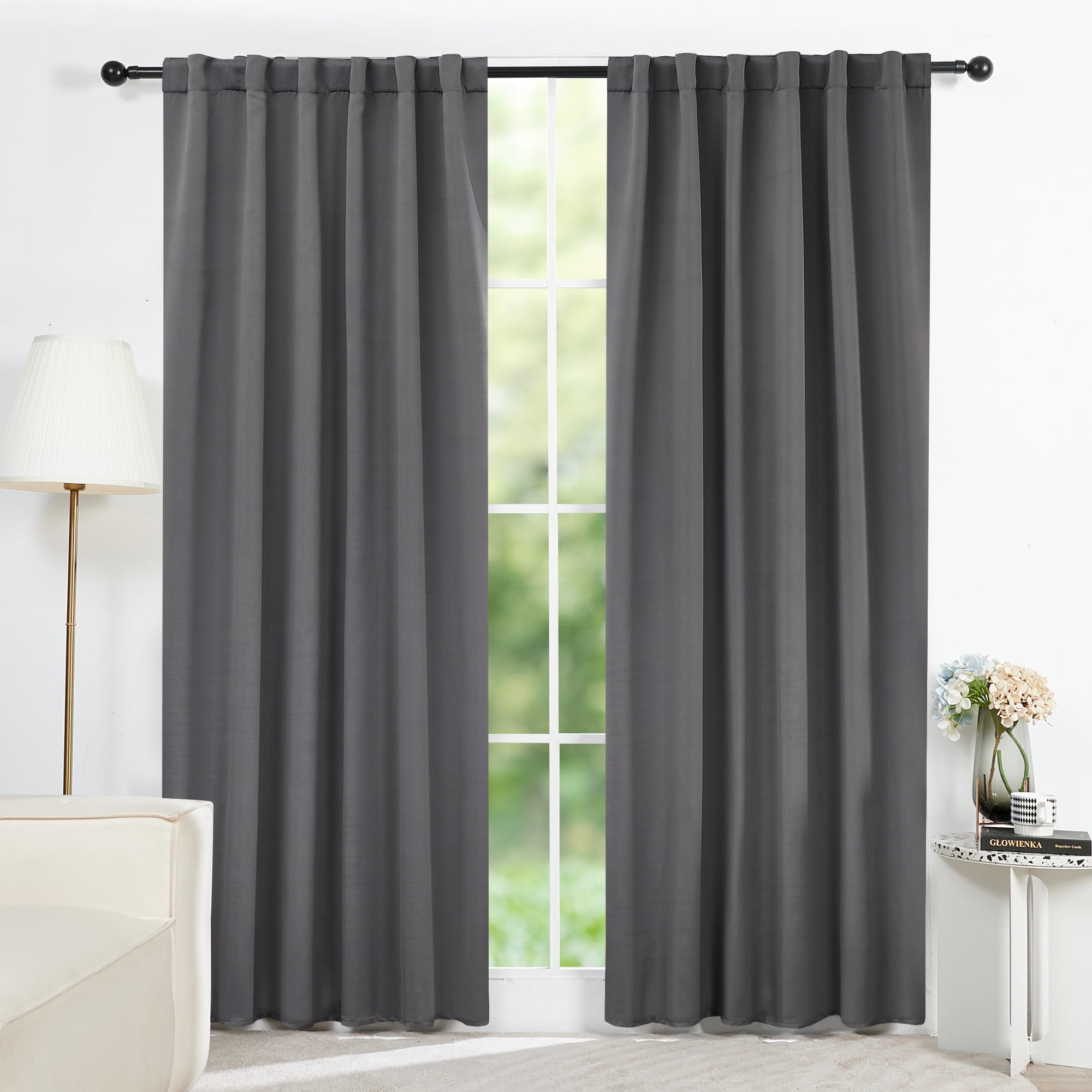 ZOPZO Back Tab And Rod Pocket Blackout Curtains For Living Room, 2