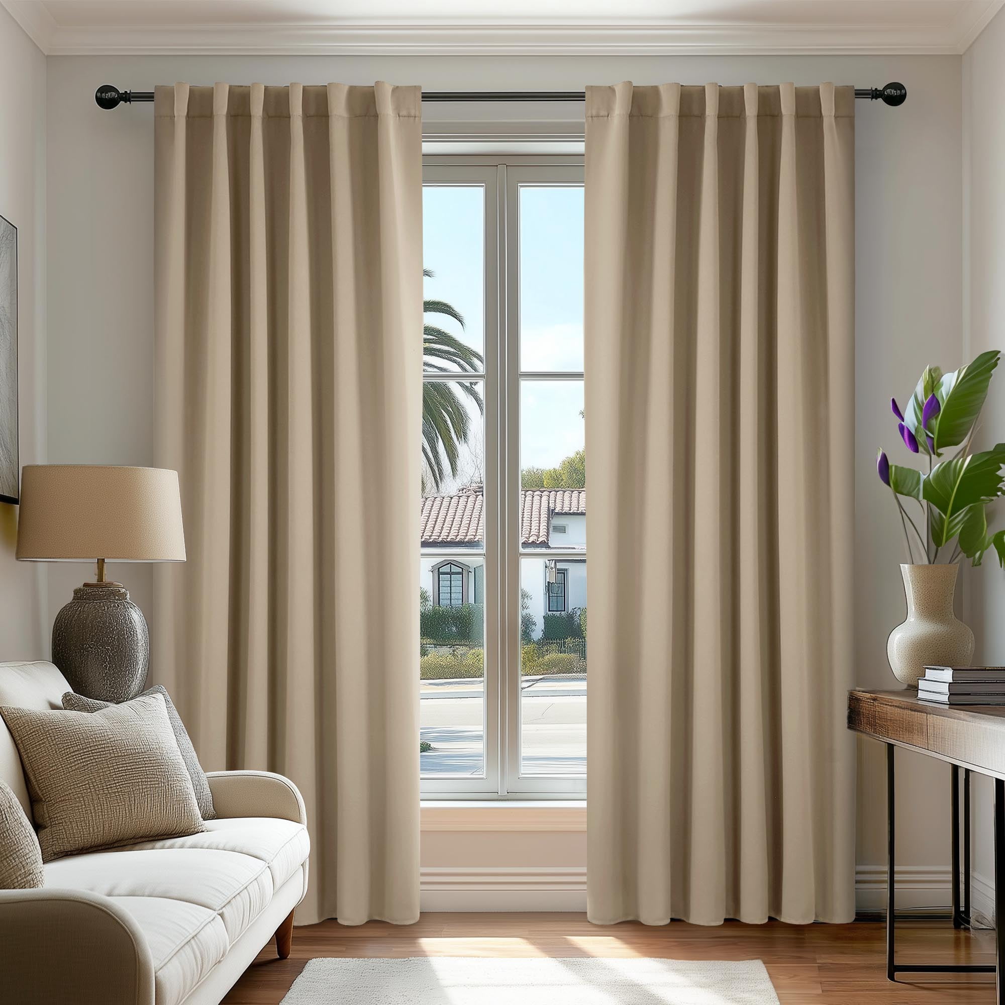 ZOPZO Blackout Curtains with Back Tab,Thermal Insulated Drapes, Taupe, 52W x 84L Inch, Room Darkening for Bedroom and Living room, 2 Panels - Walmart.com