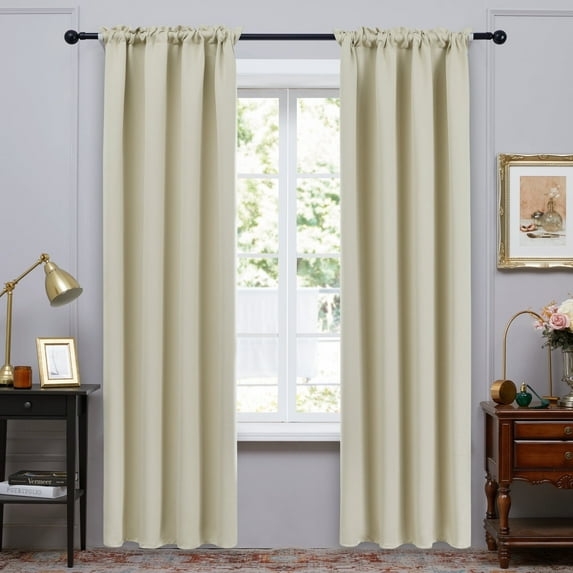 ZOPZO Thermal Insulated Blackout Curtains Set of 2 Panels, Beige 42W x 84L Inch, Window Treatment Drapes for Bedroom or Living Room Use